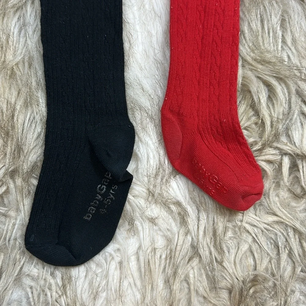 4-5 Year Baby Gap Bear Tights - Black and Red